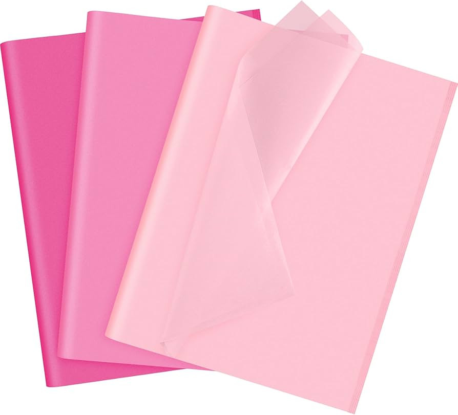 NEBURORA Assorted Pink Tissue Paper Set 60 Sheets Gift Wrapping Paper Paper Bulk 3 Colors for Val... | Amazon (US)