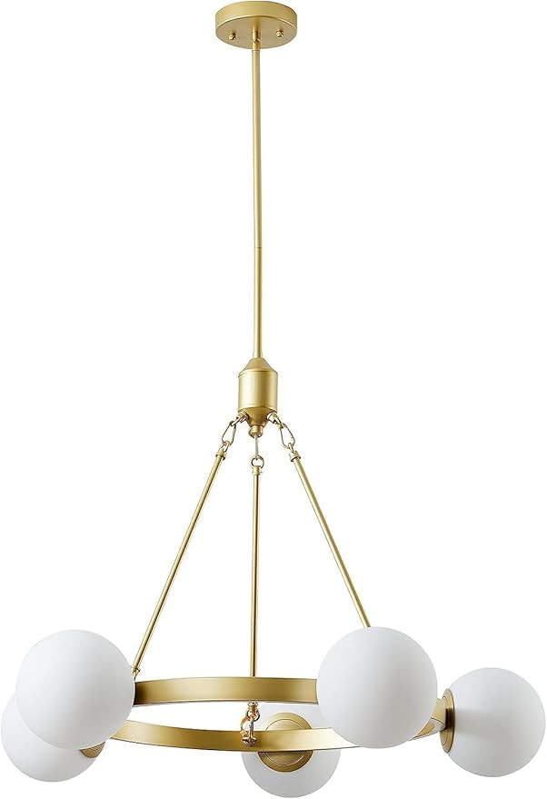 5-Light Globe Chandelier Mid Century Gold Chandeliers,Modern Globe Round Pendant Light Fixture fo... | Amazon (US)