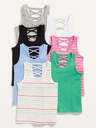 7-Pack Fitted Strappy Tank Top for Girls | Old Navy (US)