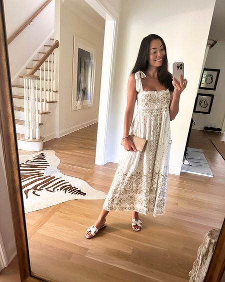 Summer dinner date outfit. White dress, summer dress, sandals. Dress is Juliet Dunn from a few years ago, similar below!

#LTKShoeCrush #LTKSeasonal #LTKParties