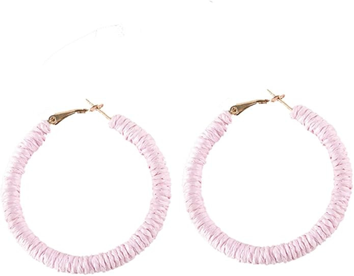Boho Raffia Earring.Rattan Hoop Earrings Handmade Woven Wicker Earring 5CM Circle Earrings Color ... | Amazon (US)