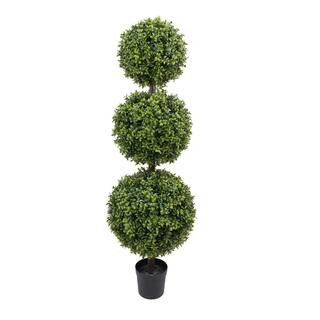 Green Smart Dekor 1 piece 46 in. Green Artificial Boxwood Tree in Pot for Outdoor / Indoor Use MZ... | The Home Depot