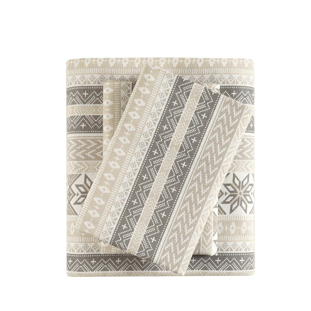 Gracie Mills Persephone Cotton Flannel Sheet Set in Gray | 7150-02NT | Lowe's