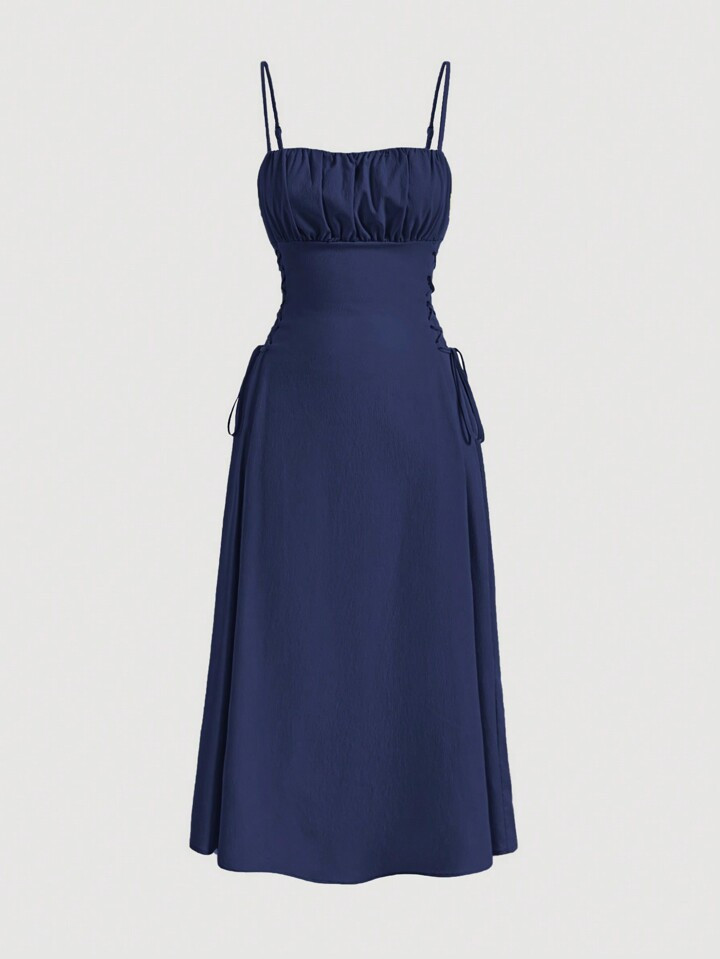 SHEIN MOD Women's Waist Strap Spaghetti Strap Dress | SHEIN