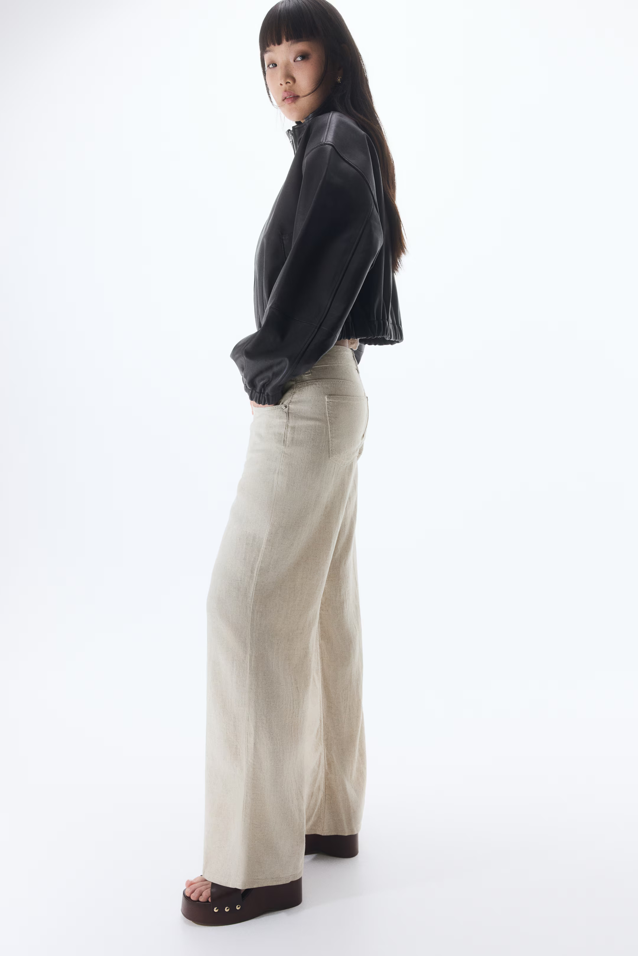 Wide linen-blend trousers | H&M (UK, MY, IN, SG, PH, TW, HK)