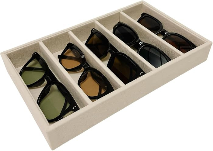 AgentMoon Velvet Eyeglasses Organizer Jewelry Tray. 5-slot Adjustable Eyeglasses Storage Tray, Th... | Amazon (US)