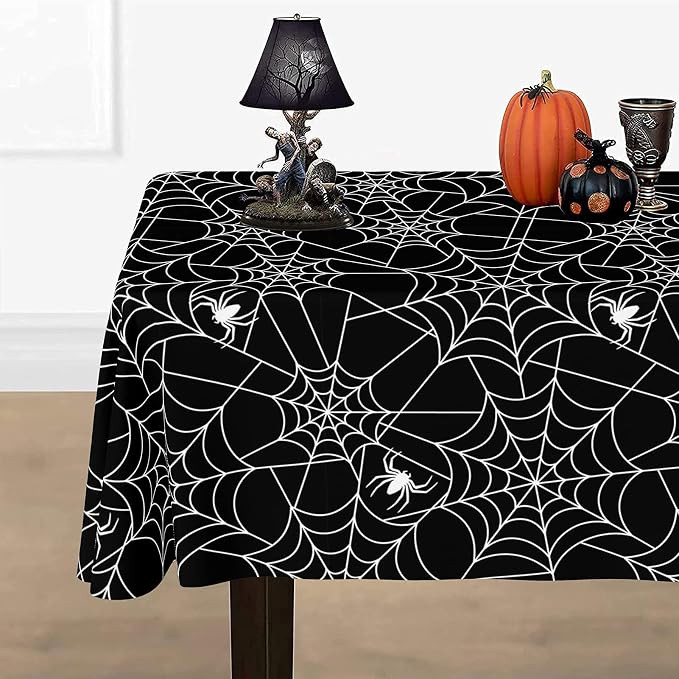 DAZONGE Spider Web Tablecloth for Halloween Party Decorations, 2 Pack Plastic Halloween Table Cov... | Amazon (US)