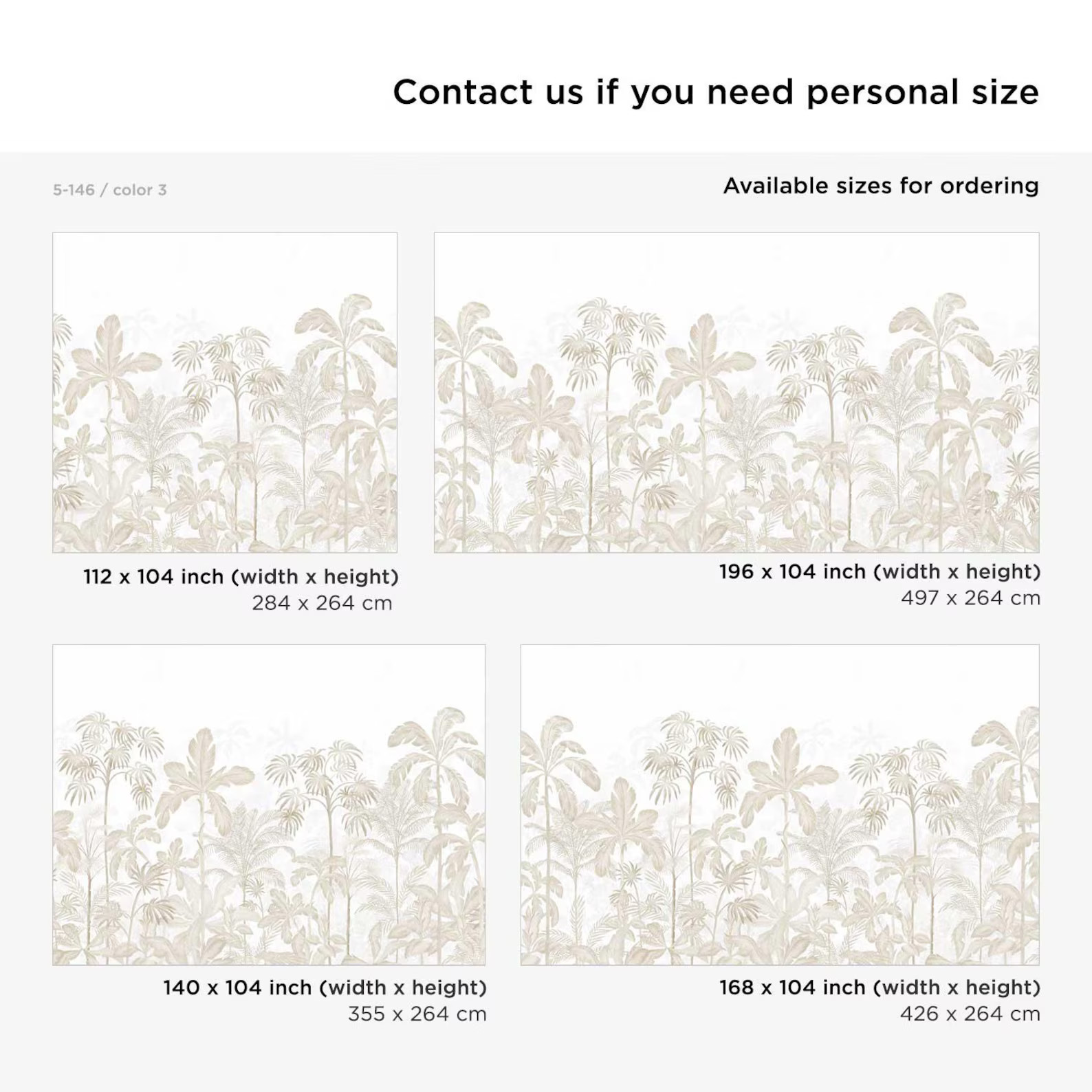 Beige Palms Calming Wallpaper, Tropical Hand Drawn Wall Mural, Rainforest Trees Peel and Stick Wa... | Etsy (US)