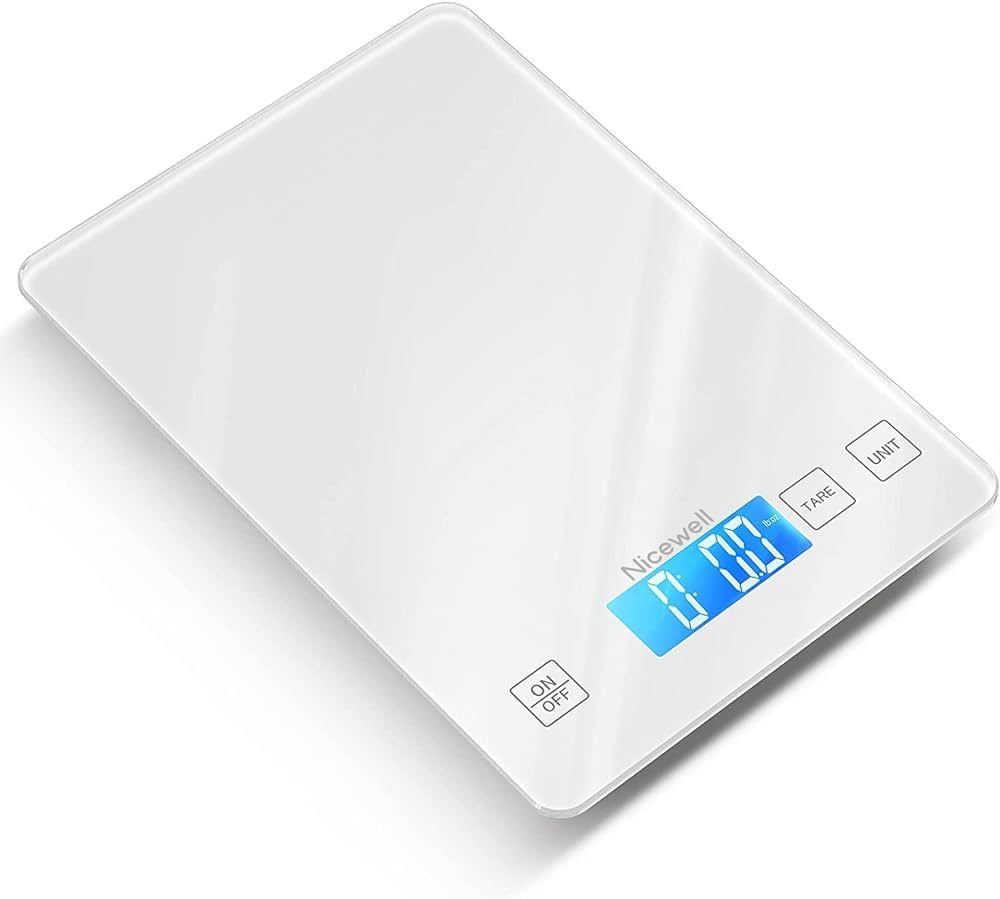 Amazon.com: Nicewell Food Scale, 22lb Digital Kitchen White Scale Weight Grams and oz for Cooking... | Amazon (US)