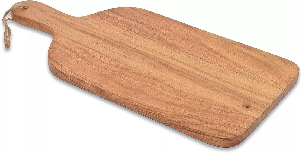 KARRYOUNG Acacia Wood Cutting Board with Handle - Wooden Charcuterie Board  for Bread, Meat, Fruits, Cheese and Serving，Butcher Block Carving Board for