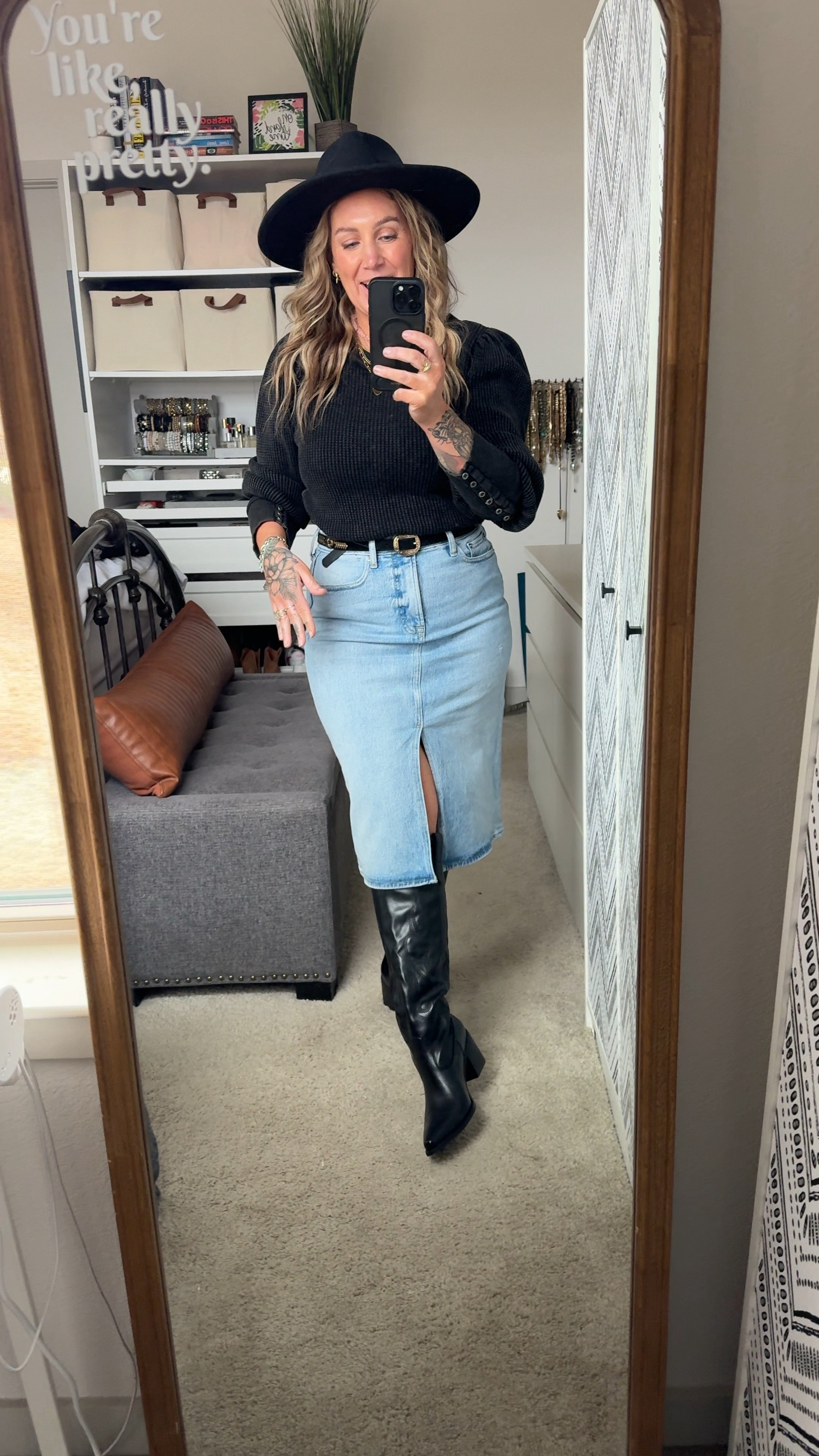🚨 SALE ALERT 🚨 These thermals with the cutest puff sleeve that elevate the average thermal, have been my go to! I love them so much. Excited they’re on SALE! Grab em before they’re gone! I’m in a medium and can really wear the small for a more fitted look or a large for an oversized look! 🖤 Multiple colors available! 
Denim Skirt is a total steal for under $25! Doesn’t have much stretch! I’m in a size 8! 

#LTKsalealert #LTKstyletip #LTKfindsunder50