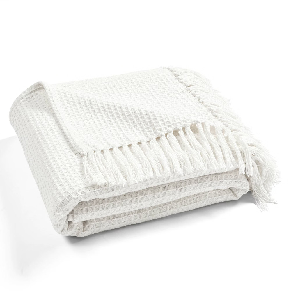 King Waffle Cotton Knit Throw Blanket White - Lush Décor | Target