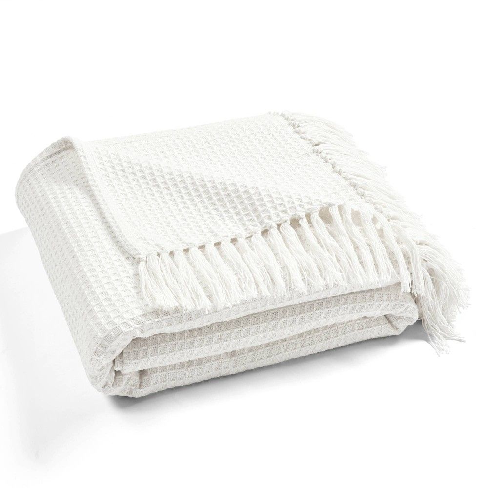 King Waffle Cotton Knit Throw Blanket White - Lush Décor | Target