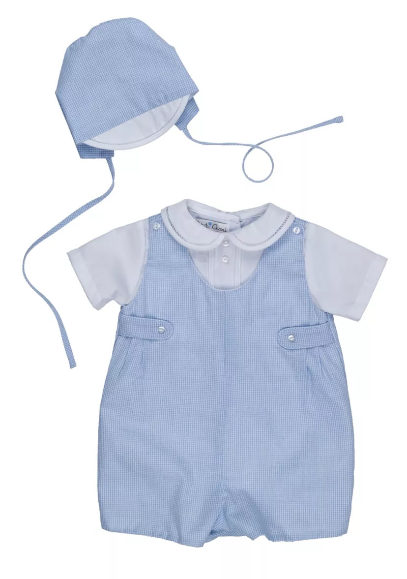 Baby Boys Gingham Romper with Hat | Belk