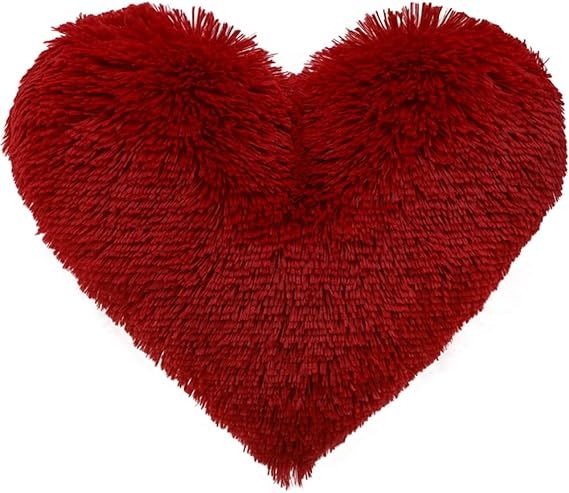 vctops Faux Fur Heart Shaped Throw Pillow with Insert Soft Plush Throw Pillows Decorative Fluffy ... | Amazon (US)
