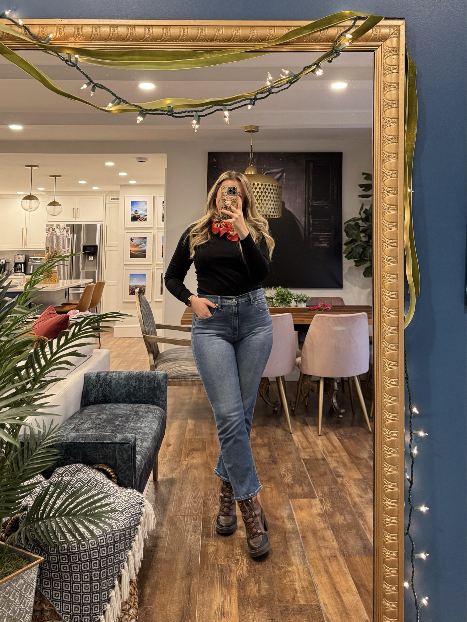 Easy Winter jeans and tshirt outfit. OG millennial skinny jeans fit but better. Wearing a 31 long. so comfortable! 

#LTKMidsize #LTKHoliday #LTKootd