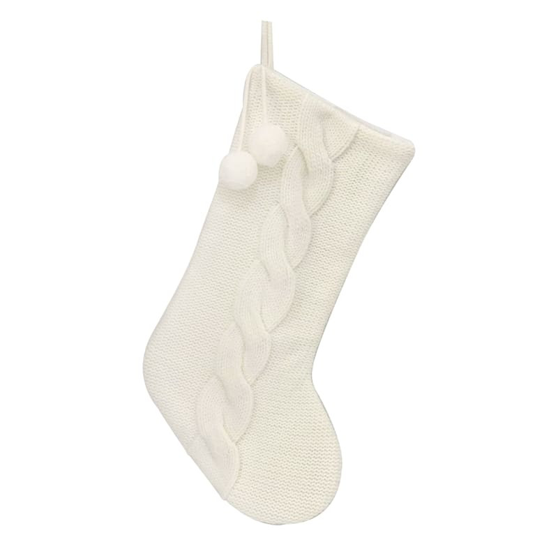 Ivory Knit Stocking, 21" | At Home