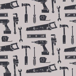 tools - grey on grey | Spoonflower | Spoonflower