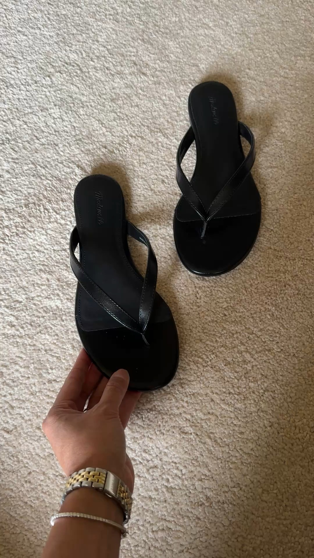 Black leather sandals are 20% off @Madewell with code LTK20. 
Sizing runs slightly small; I normally take a 6/6.5 and took a 6, but could’ve also done a 6.5 as my heel comes to the back edge in a 6. 
Some cushioning in footbed. Flexible leather straps. 
Chic minimalist style. 
I love this style with wide leg pants, flowy pants, skirts. And also with simple jeans and t-shirt or shorts. Vacation dresses too.

#LTKxMadewell #LTKOver40 #LTKTravel