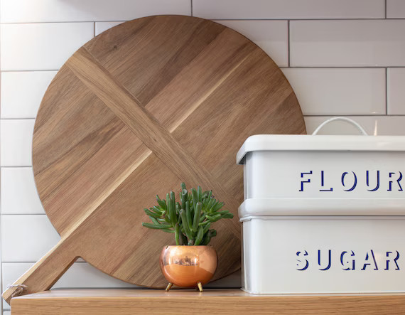 Chloe and Cotton Large Round Acacia Wood Bread Board 16” diameter | Kitchen decorative countert... | Etsy (US)