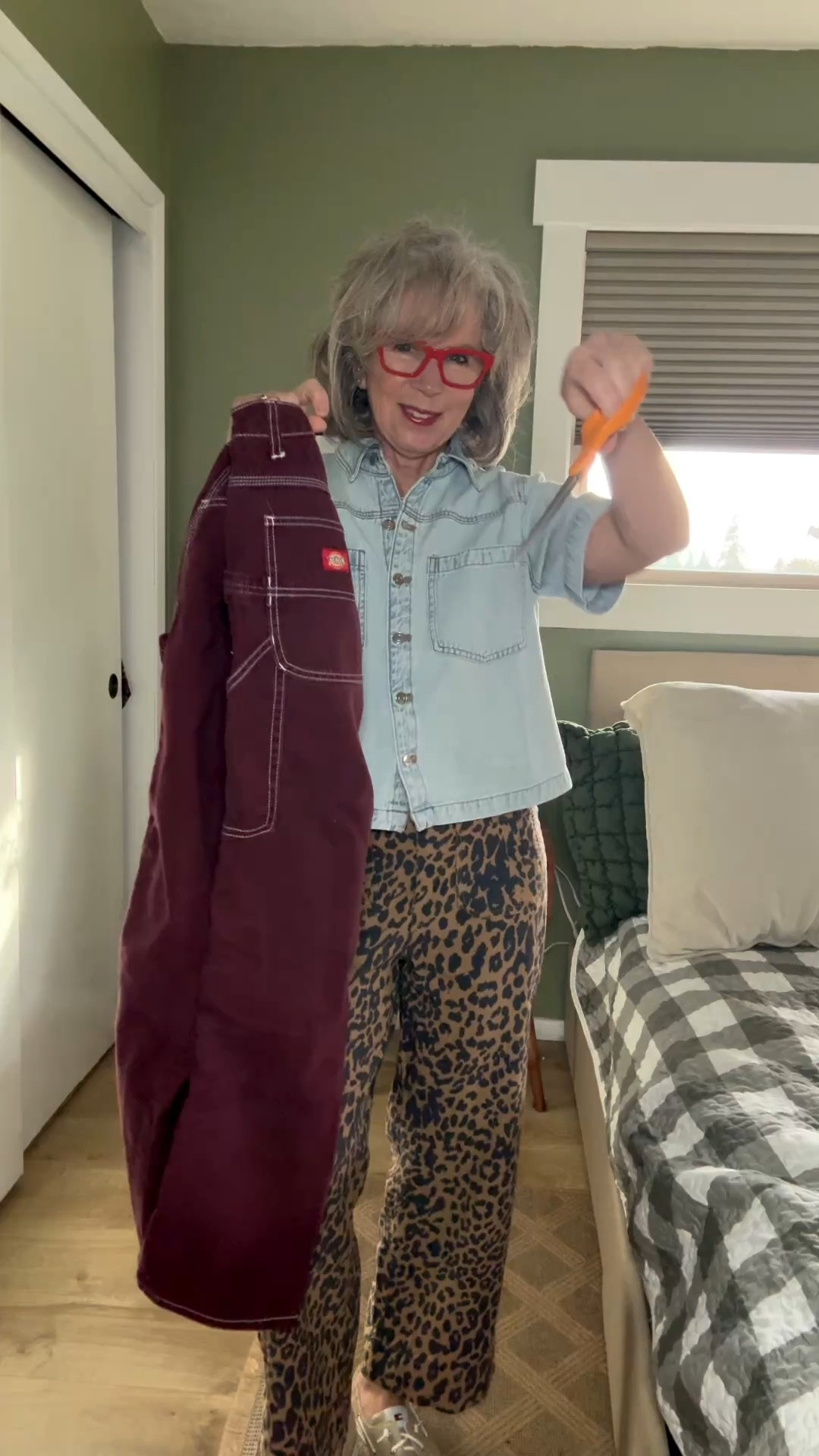 How I cut my thrifted jeans the length I wanted. This is also how I cut them into shorts. 
I couldn’t find these in purple but I love the blue denim. 