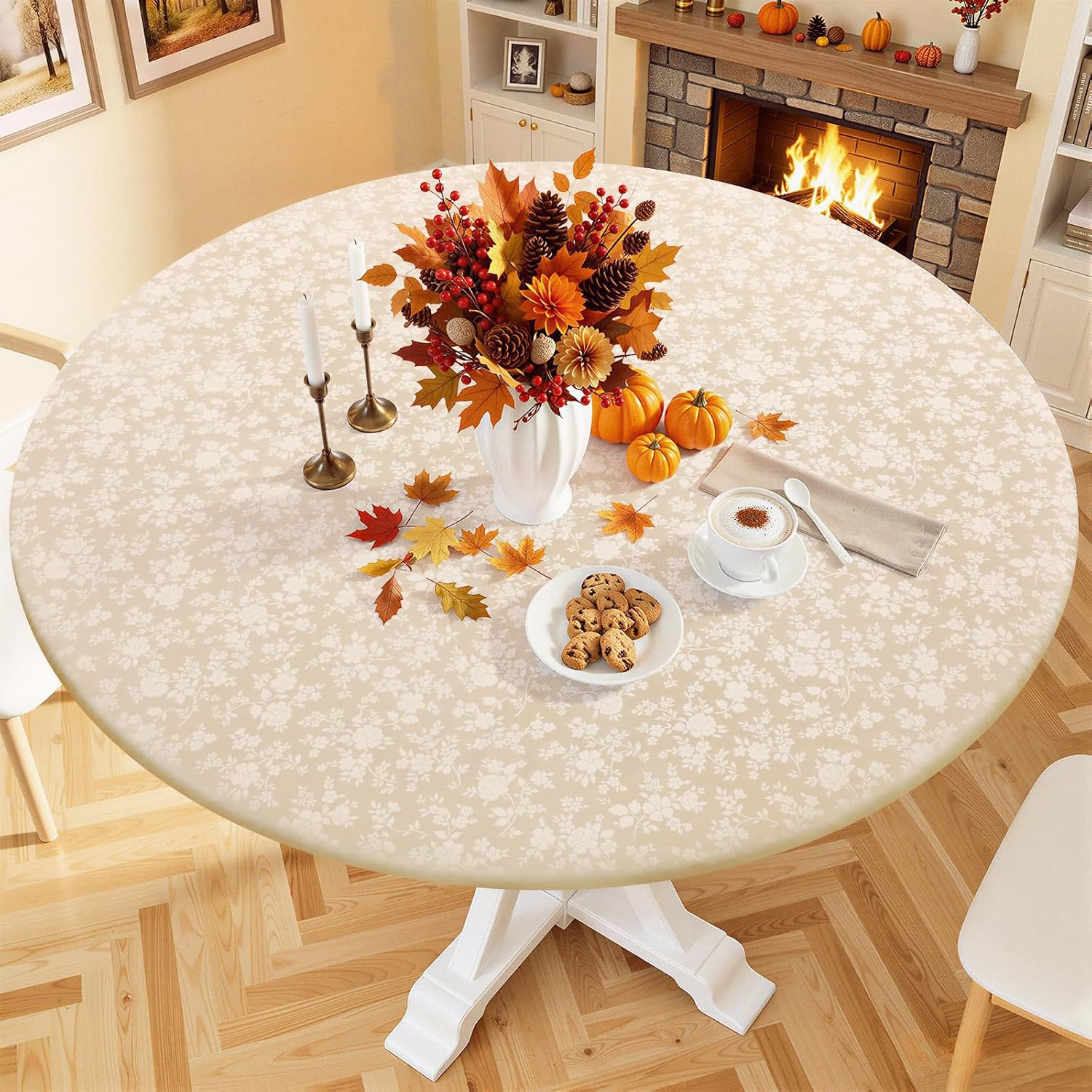 Smiry Waterproof Heavy Duty Vinyl Fitted Tablecloth for 42"-52" Round Table | Amazon (US)