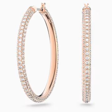 Stone Hoop Pierced Earrings, Pink, Rose-gold tone plated | Swarovski (US)