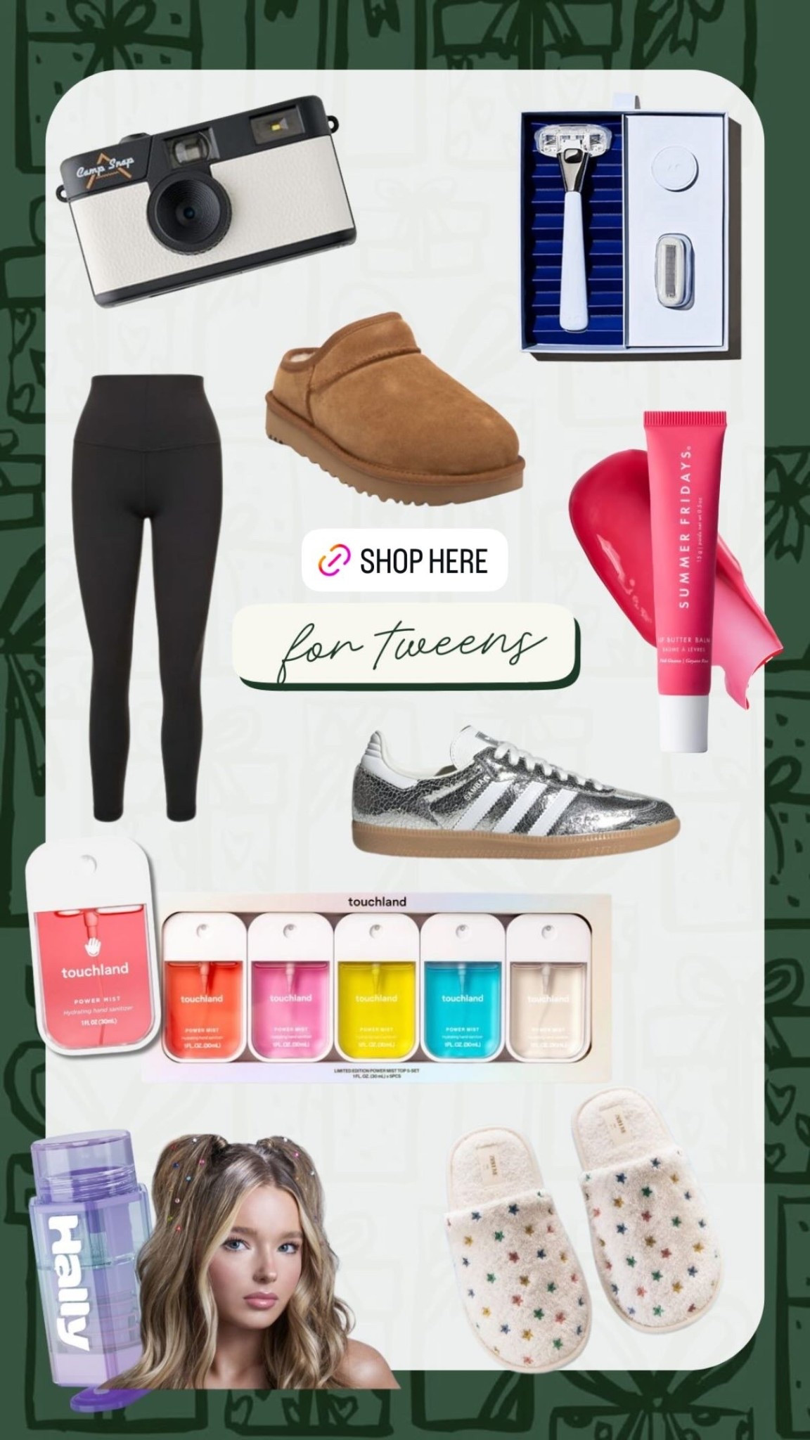 Gifts for teens and tweens
@touchland 
@rhode 
@campsnapcamera 
@summerfridays 
@hallyhair#LTKCyberWeek 

#LTKHoliday #LTKGiftGuide