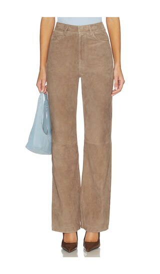 ROTATE Straight Suede Pants in Brown. - size 40 | Revolve Clothing (Global)