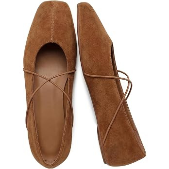 Women's Square Toe Ballet Flats Criss Cross Strap Slip On Mary Jane Shoes | Cute Ballerina Flats ... | Amazon (US)