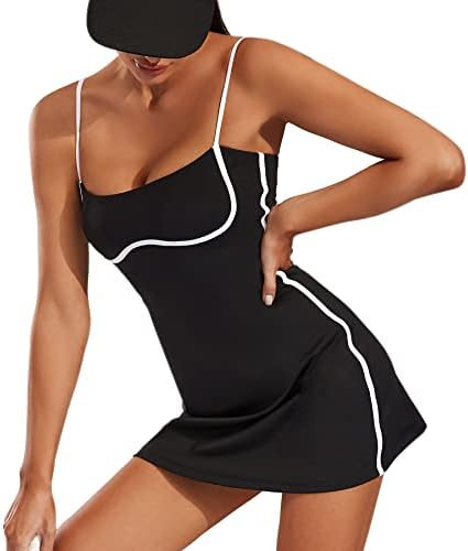 Move With You Womens Workout Tennis Dress with Built-in Bra & Shorts Pockets Sleeveless Exercise ... | Amazon (US)