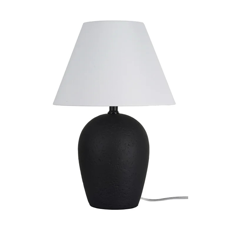 Better Homes & Gardens 18"H Ceramic Urn Style Table Lamp, Matte Black Finish, with White Linen Em... | Walmart (US)