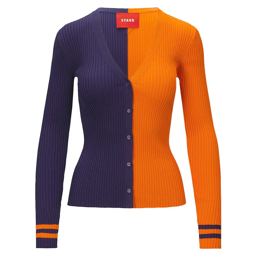 Women's Chicago Bears STAUD Navy/Orange Cargo Sweater | NFL Shop