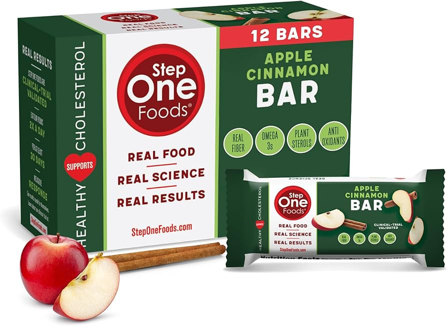 Step One Foods Apple Cinnamon Bars, Heart Healthy Snack Plant Sterols, Omega 3's and Dietary Fibe... | Amazon (US)