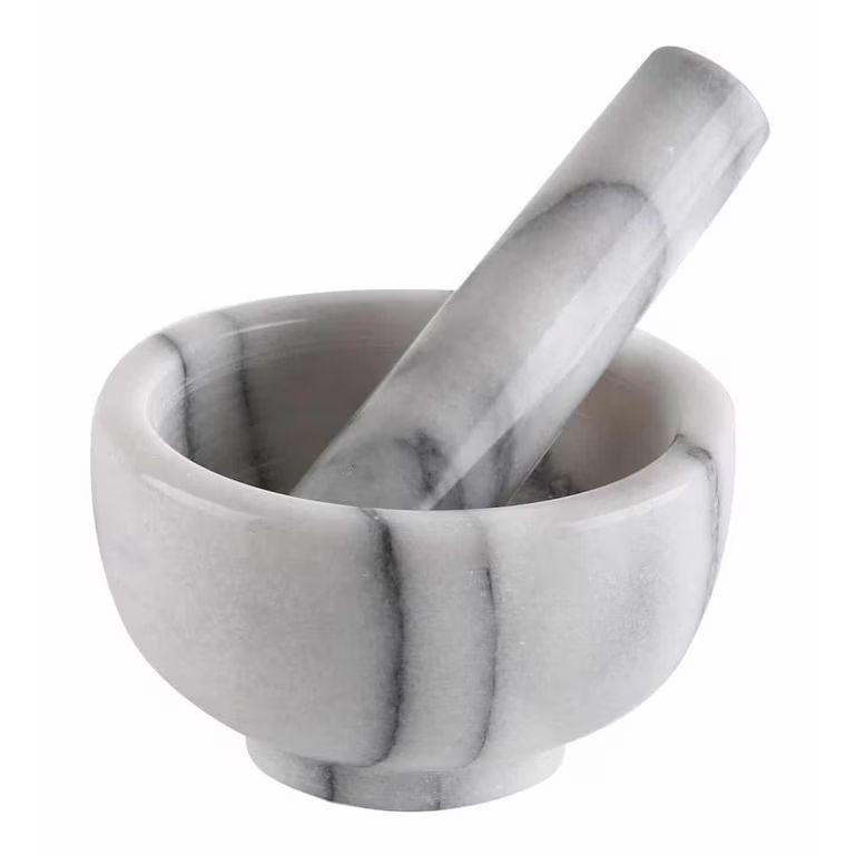 Greenco Marble Mortar and Pestle, Grinder, Crusher White/Gray (3.75") | Walmart (US)