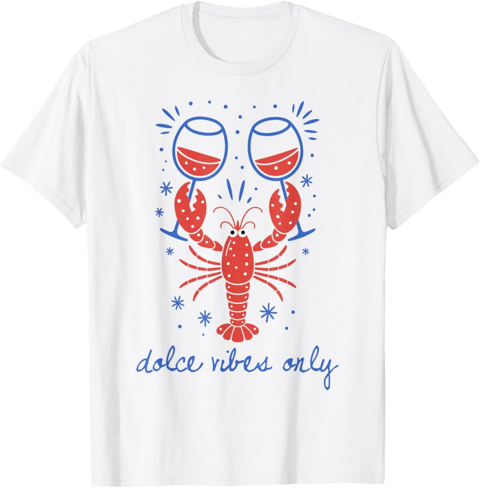 Dolce Vibes Only Red Lobster Italian Funny Coastal Summer T-Shirt | Amazon (US)