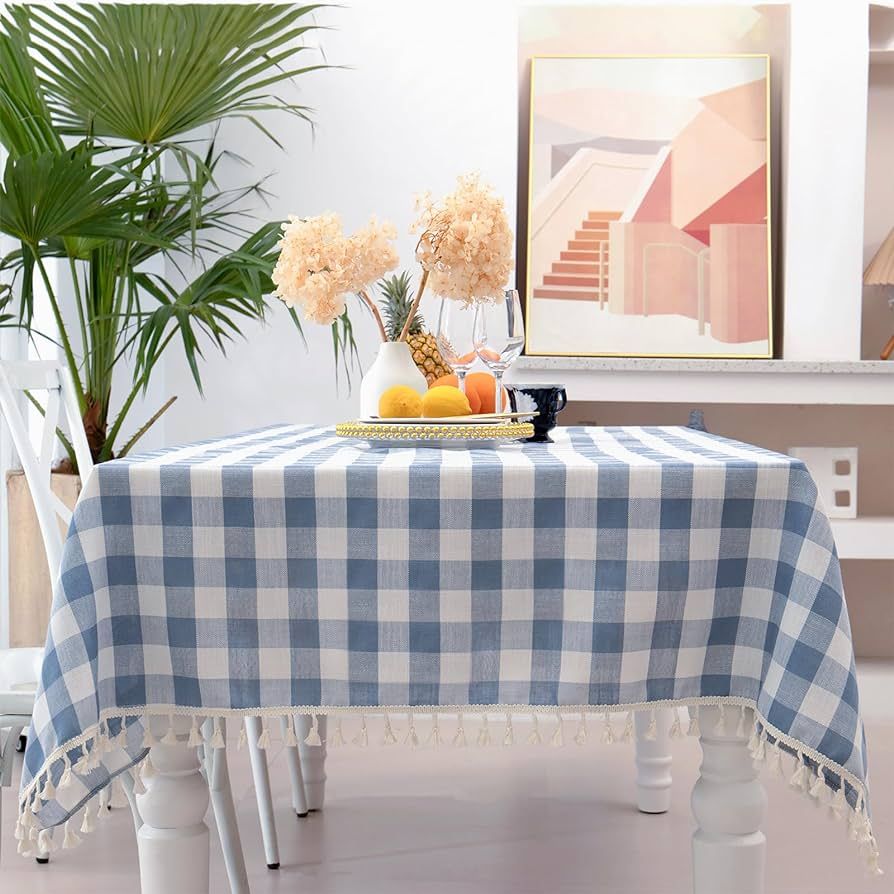 Buffalo Plaid Square Tablecloth-Cotton Blend Gingham Table Cloth for Kitchen Restaurant Farmhouse... | Amazon (US)