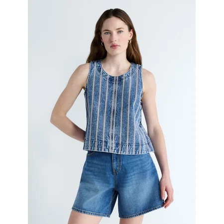 Free Assembly Women's Cropped Sleeveless Denim Top, Sizes XS-XXL | Walmart (US)