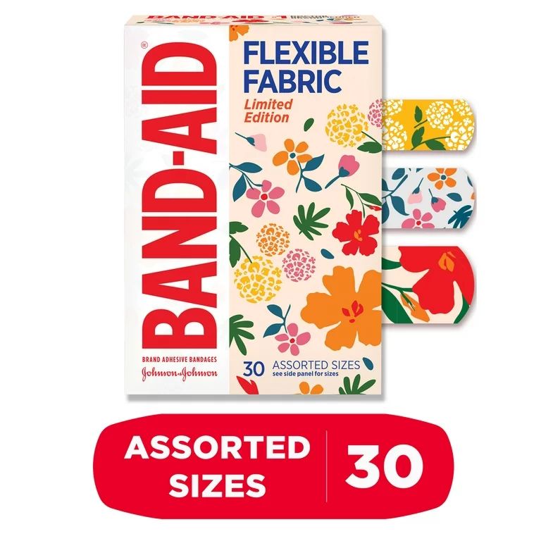 Band-Aid Brand Flexible Fabric Bandages, Wildflower, Assorted, 30Ct | Walmart (US)