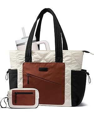 LOVEVOOK Tote Bag for Women, puffer tote bag for Work Travel Nurse, Lightweight quilted Bags with... | Amazon (US)