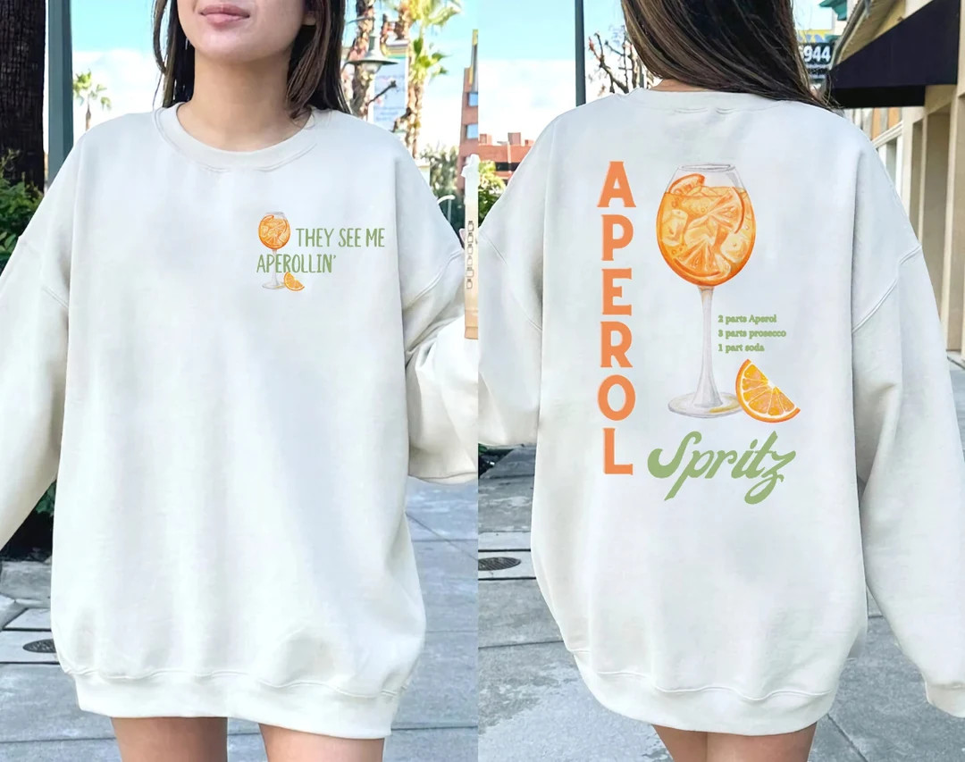 Aperol Spritz Vintage Sweatshirt, They See Me Aperollin Sweatshirt, Holy Aperoli Sweatshirt, Aest... | Etsy (US)