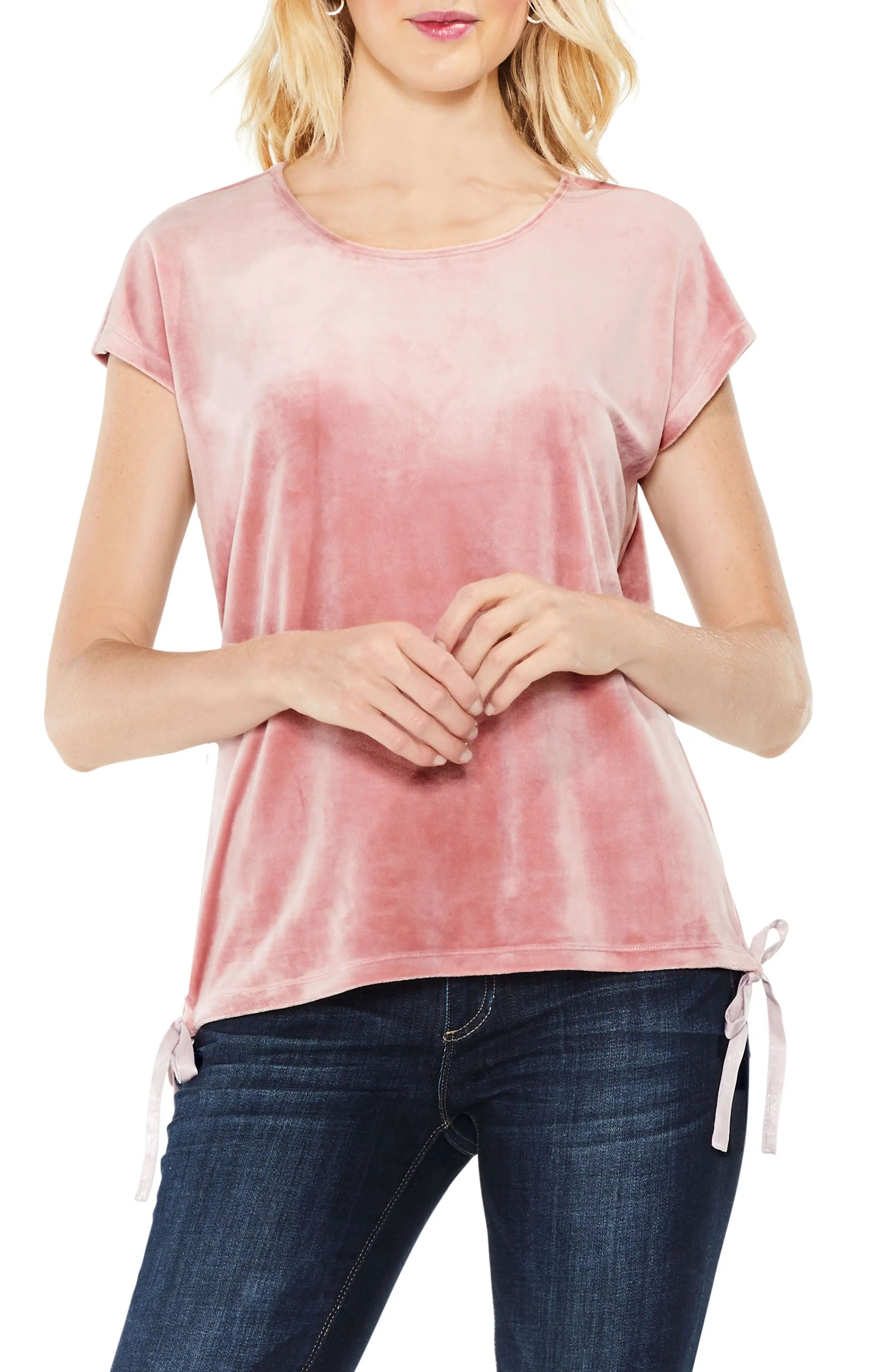 Vince Camuto Side Tie Velour Top | Nordstrom