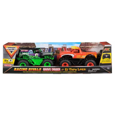 Monster Jam Official Grave Digger vs El Toro Loco Racing Rivals Remote Control Monster Trucks - 1... | Target