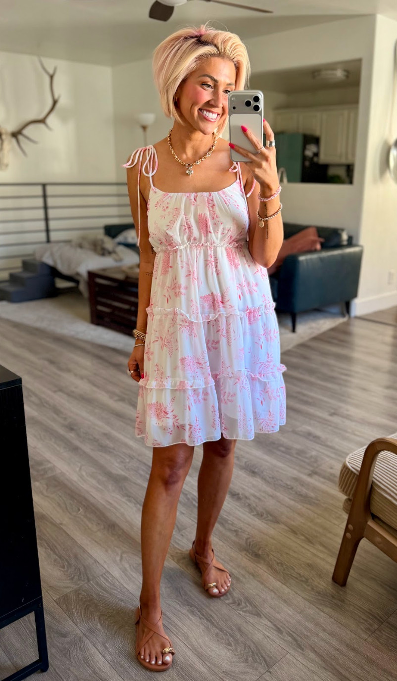 Feeling so fresh and flirty in this cute floral dress! Perfect for summer days. Dress: Small // Sandals: TTS 

 #LTKootd #LTKSaleAlert