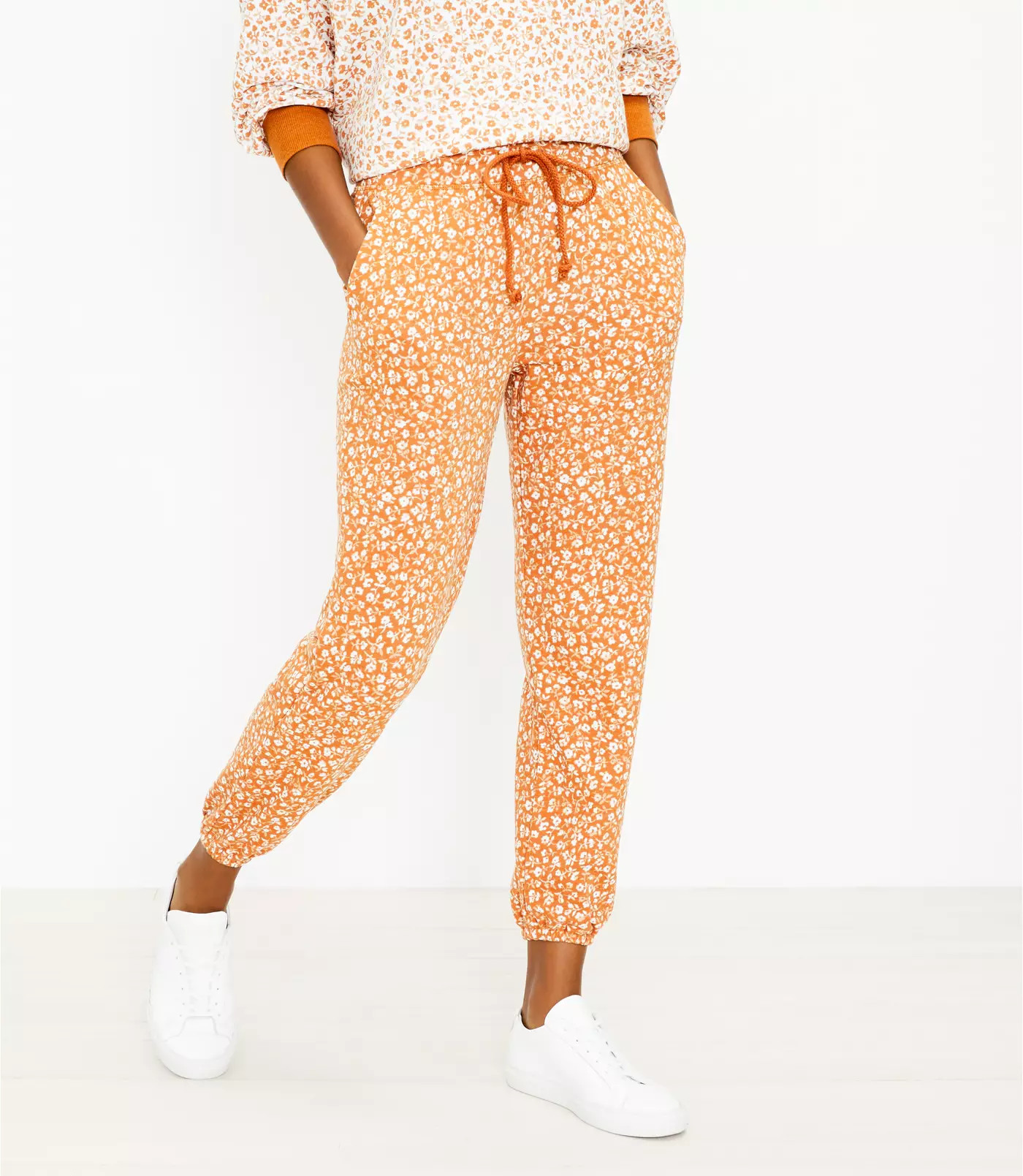 Lou & Grey Flower Cozy Cotton Terry Sweatpants | LOFT