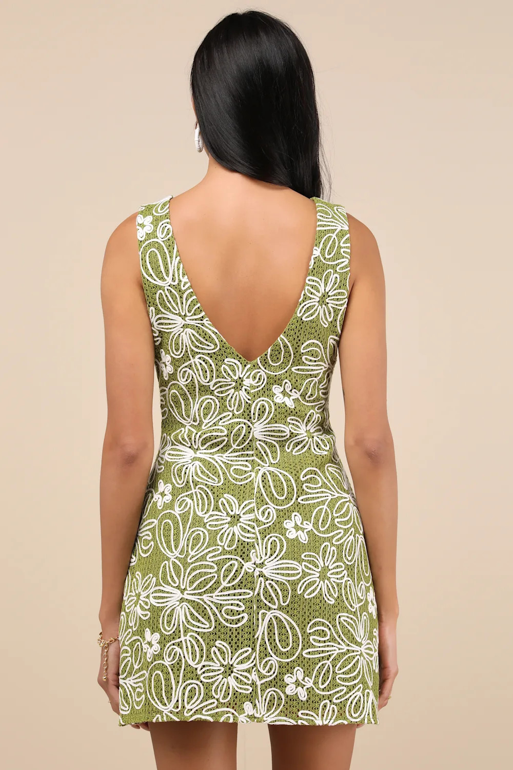 Fenicia Green Abstract Floral Embroidered Mini Dress | Lulus