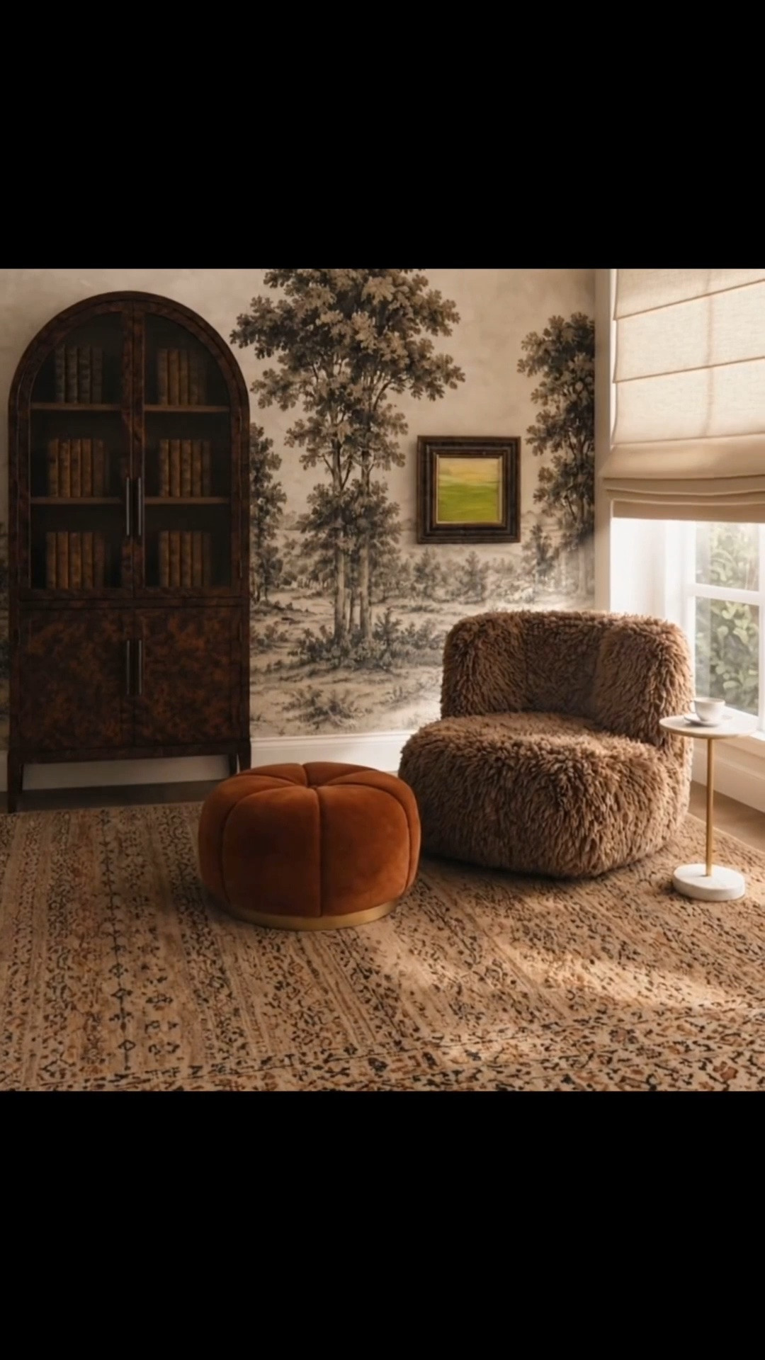How about an after-lunch nap right here? 🤎

There’s something so comforting about a cozy lounge corner in the quiet of the afternoon. The scenic wall mural, arched bookcase, richly textured lounge chair, sculptural ottoman, marble side table, and hand-knotted rug create such a warm, collected feeling, while the soft Roman shade filters the afternoon light beautifully.

Around 2 PM, this feels like the perfect place to curl up, close your eyes, and enjoy a peaceful pause after lunch. Cozy, layered, and made for lingering.

The Labor Day Sale is still going on — a great time to refresh those pieces that make home feel especially inviting for the season ahead.

#MorningCoffee #MorningMoment #LoungeChair #Ottoman #SideTable #HandKnottedRug #RomanShade #WallMural #Bookcase #WallArt #ReadingNook #InteriorDesign #HomeDecor #LTKHome #LTKdayinmylife #LTKSaleAlert #LaborDaySale

#LTKdayinmylife #LTKHome #LTKSaleAlert