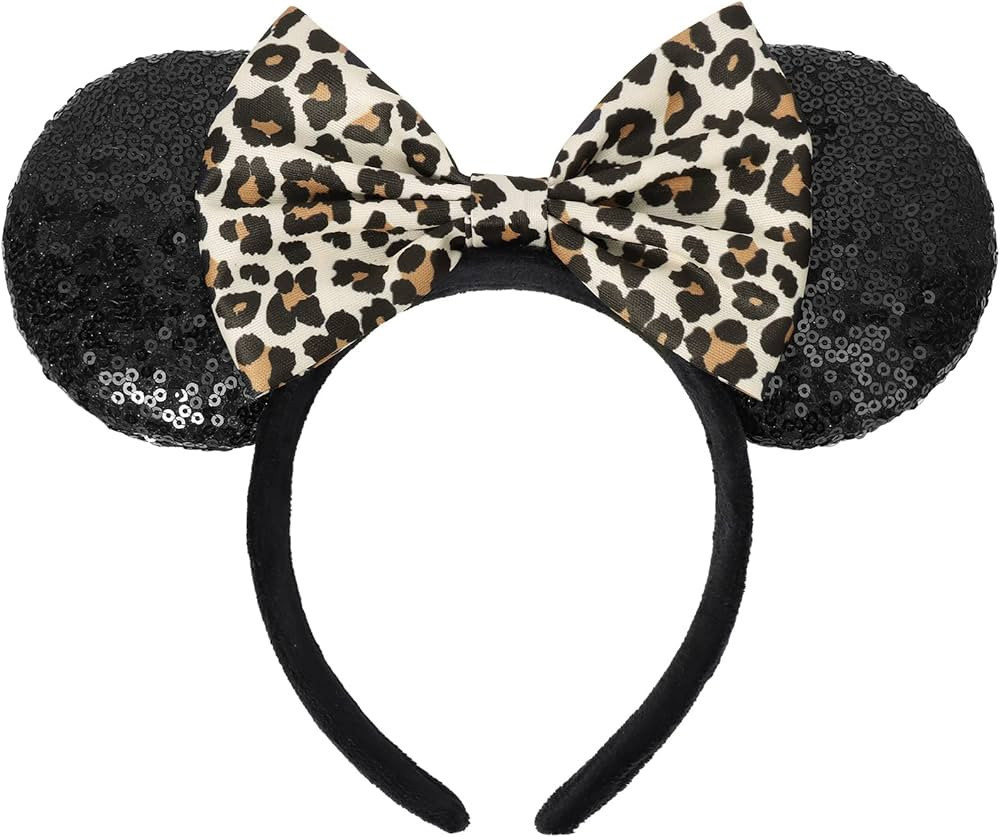 UNSPAZ Mouse Ears Headbands, Leopard Mouse Ears for Women Girls Boys, Bow Headband for Cosplay Pa... | Amazon (US)