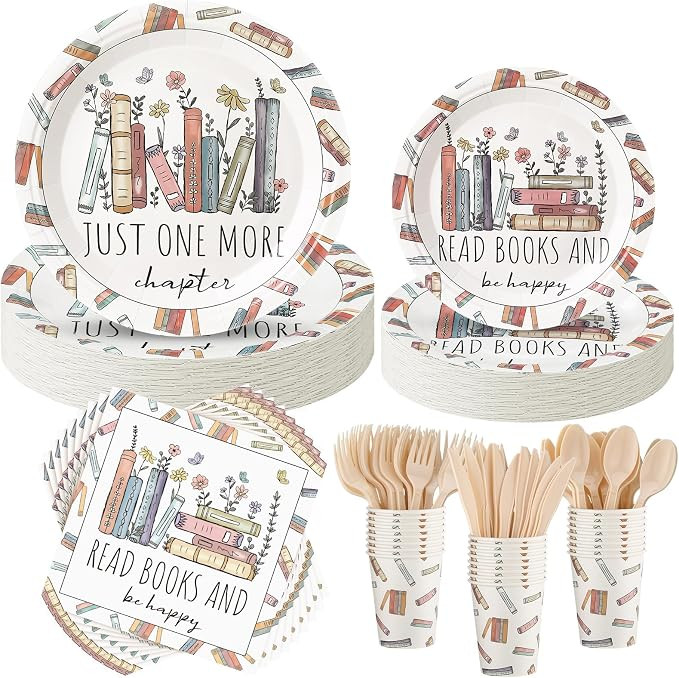 Zhehao 168 Pcs Book Theme Party Tableware Book Club Birthday Party Supplies Library Reading Theme... | Amazon (US)