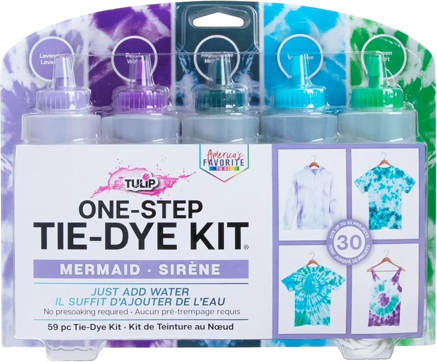 Tulip One-Step Tie-Dye Kit Mermaid, Party Activity, Permanent Fabric Dye, Vibrant Colors, Easy Cl... | Amazon (US)